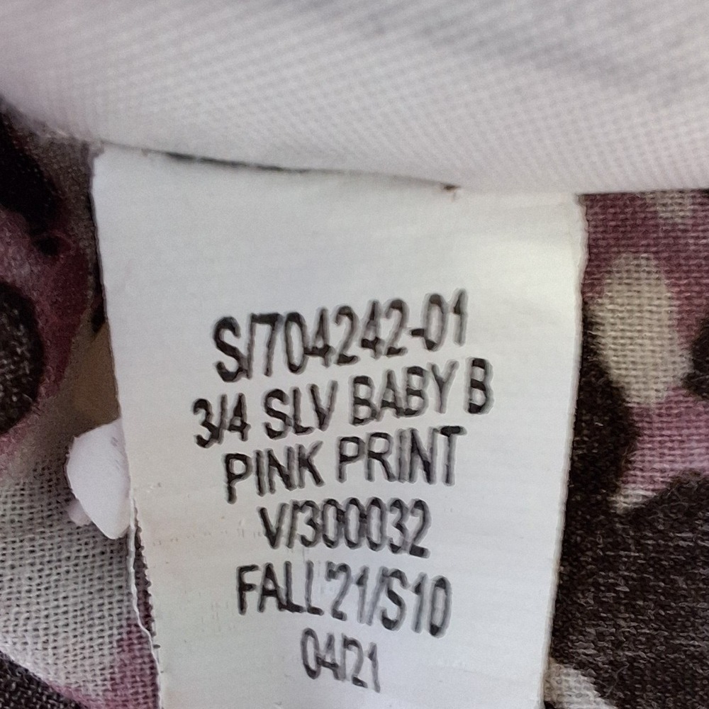 Gap Blouse Womens XXL Pink Abstract 3/4 Sleeve Cotton Button Front Top Relaxed - Picture 7 of 7